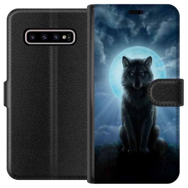 Kompatibelt Lommeboketui til Samsung Galaxy S10+ Ulv