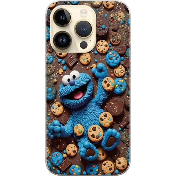 Kompatibelt Mobilskal till Apple iPhone 14 Pro Lekfull blå tecknad figur omgiven av kakor blå