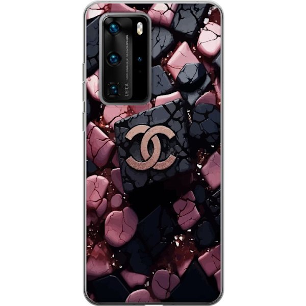 Huawei P40 Pro Läpinäkyvä kuori Chanel Musta ja Pinkki