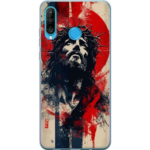 Huawei P30 lite Läpinäkyvä kuori Jeesus ristillä - kristillinen aihe vahvalla symboliikalla uskosta ja toivosta