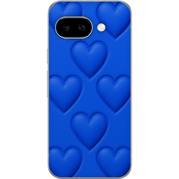 Google Pixel 9a Gjennomsiktig deksel Blå Hjerter