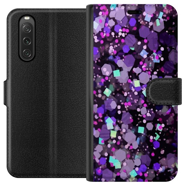 Sony Xperia 10 V Lommeboketui Lilla Glitter