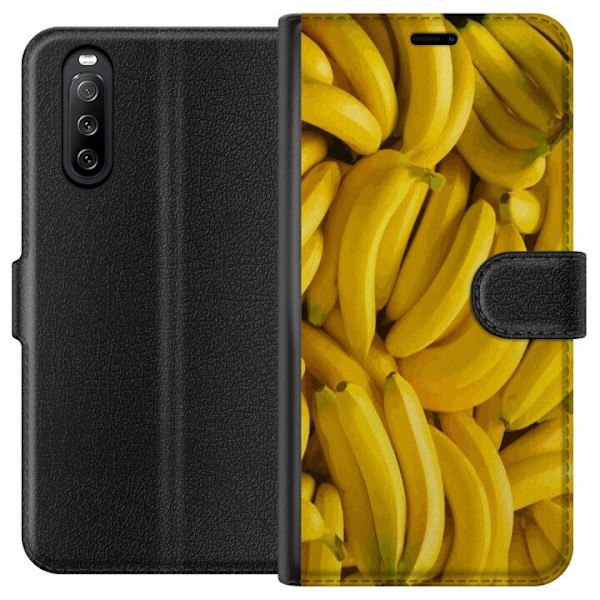 Sony Xperia 10 III Plånboksfodral Banana Pattern – lekfullt mönster med gula bananer