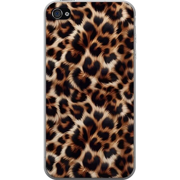 Kompatibel Mobilcover til Apple iPhone 4s Nær billede af leopardmønster med bløde pelsdetaljer i brune og sorte nuancer