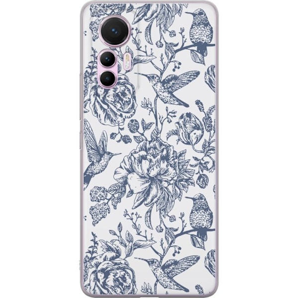 Xiaomi 12 Lite Gennemsigtig cover Blomster & Fugle - Romantisk