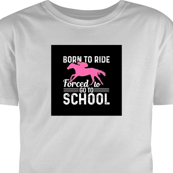 Børne T-shirt | Behagelig T-shirt til Børn Født til at ride grå 7-8 År