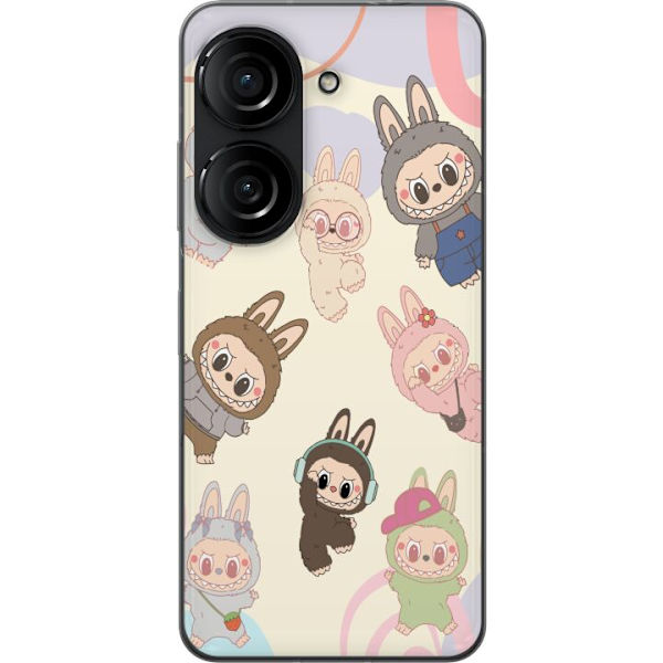 Asus Zenfone 10 Gennemsigtig cover Labubu Pop Mart Samling Motiv Figur Samling Design Populært Art Toy Pop Mart Kreativ Grafisk