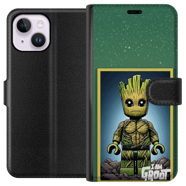 Kompatibelt Lommeboketui til Apple iPhone 14 Plus Robot med röda ögon grå