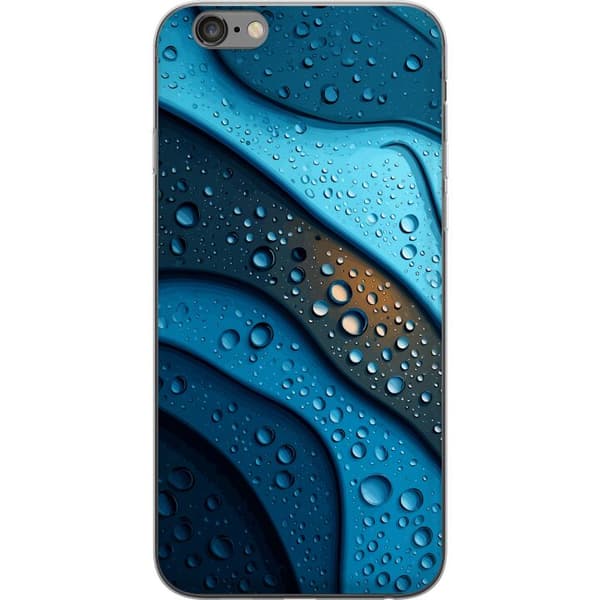 Kompatibelt Mobildeksel til Apple iPhone 6s Plus Blå abstrakte bølger med glitrende vanndråper i moderne grafisk design blå