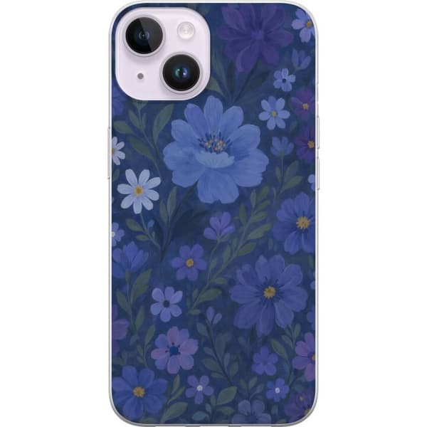 Kompatibelt Mobildeksel til Apple iPhone 14 Midnattsblomster i en dypblå, drømmende sommerkveld