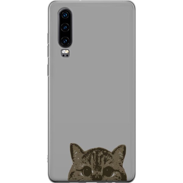 Huawei P30 Gjennomsiktig deksel Grå Kattblikk - stilren katte