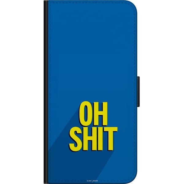 Kompatibelt Lommeboketui til Xiaomi Redmi Note 8 Pro  Oh Shit text blå