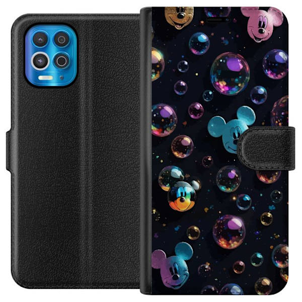 Motorola Edge S Plånboksfodral Musse Pigg Disney Bubblor Design Roligt Motiv Populär Disneyfigur Tecknad Serie Barnklassiker
