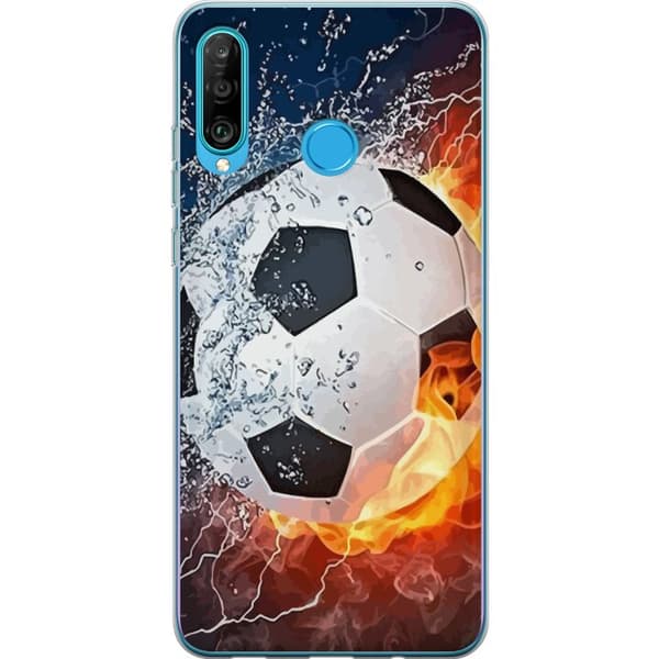 Kompatibel Mobilcover til Huawei P30 lite Fodbold Ild