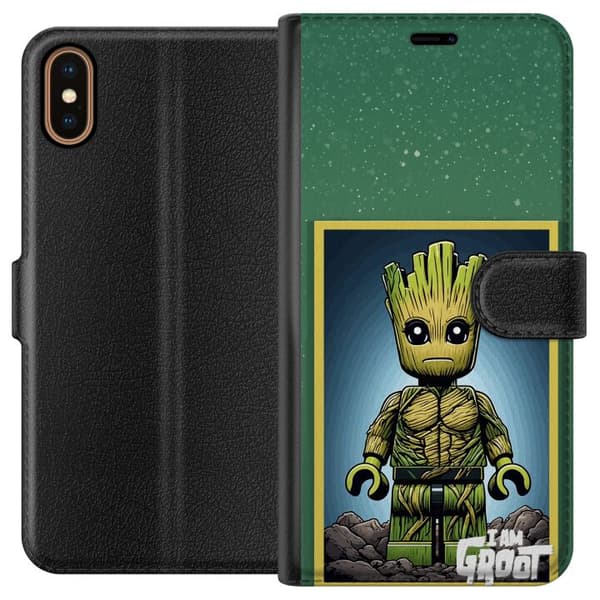 Kompatibel Tegnebogsetui til Apple iPhone XS Robot med röda ögon grå