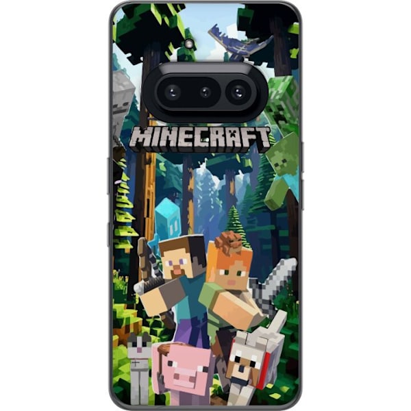 Nothing Phone (3a) Läpinäkyvä kuori Minecraft-matkapuhelinkotelo metsällä ja pikselityylisillä hahmoilla