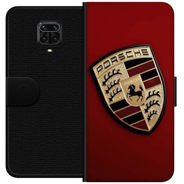 Xiaomi Redmi Note 9S Plånboksfodral Mobilskal med stilren Porce logotyp i svartvitt