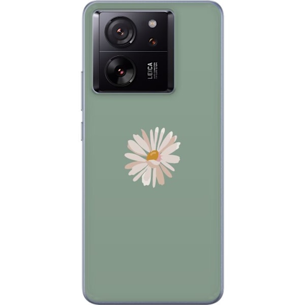 Xiaomi 13T Läpinäkyvä kuori Vihreä Minimalikukka - tyylikäs kukka vihreällä taustalla