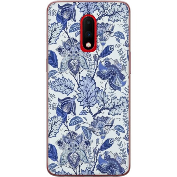 OnePlus 7 Genomskinligt Skal Blommor Blå...