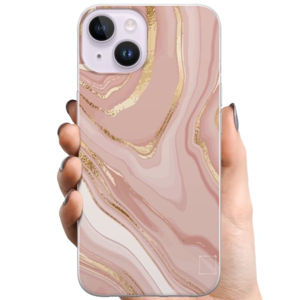 Apple iPhone 15 TPU Mobilskal Marmor Guld