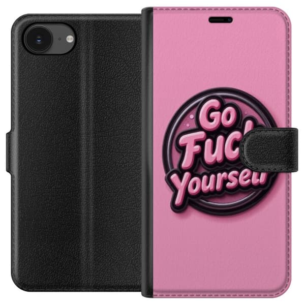 Kompatibel Tegnebogsetui til Apple iPhone 16e Rosa 3D textposter