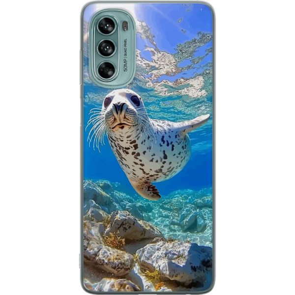 Motorola Moto G62 5G Läpinäkyvä kuori Myynti Meri Uiminen Eläinaihe Luonto Vesimotiivi Sininen Suunnittelu Meriteema Suosittu Motiivi Villieläime