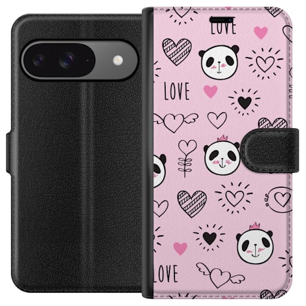 Google Pixel 9 Tegnebogsetui Panda Love