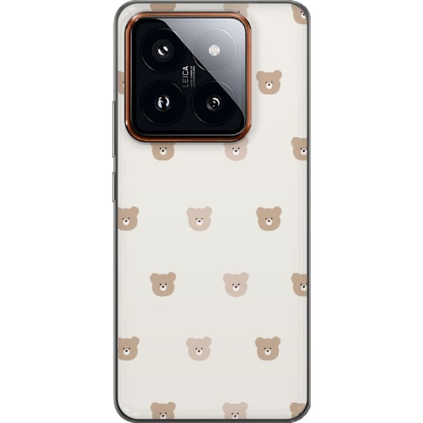 Xiaomi 14 Pro Gennemsigtig cover Teddybaggrund - søde teddybjørne mod en blød baggrund