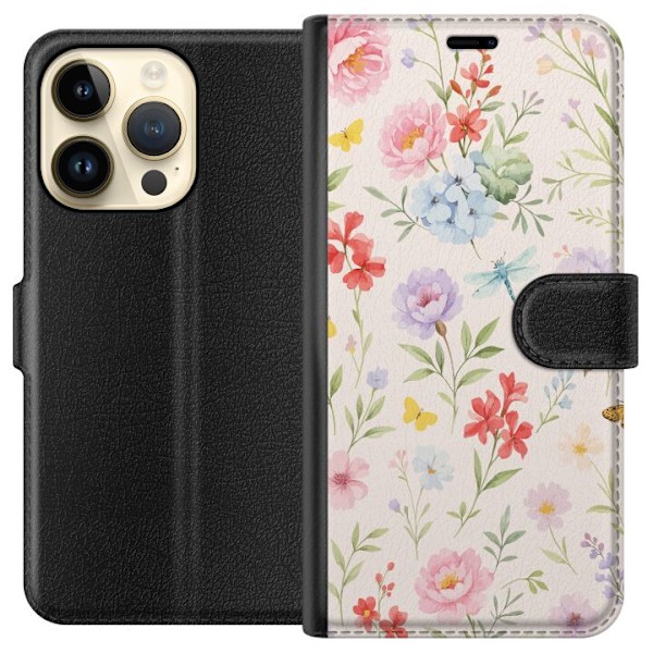 Apple iPhone 15 Pro Plånboksfodral Blommor