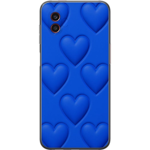 Samsung Galaxy Xcover6 Pro Gjennomsiktig deksel Blå Hjerter