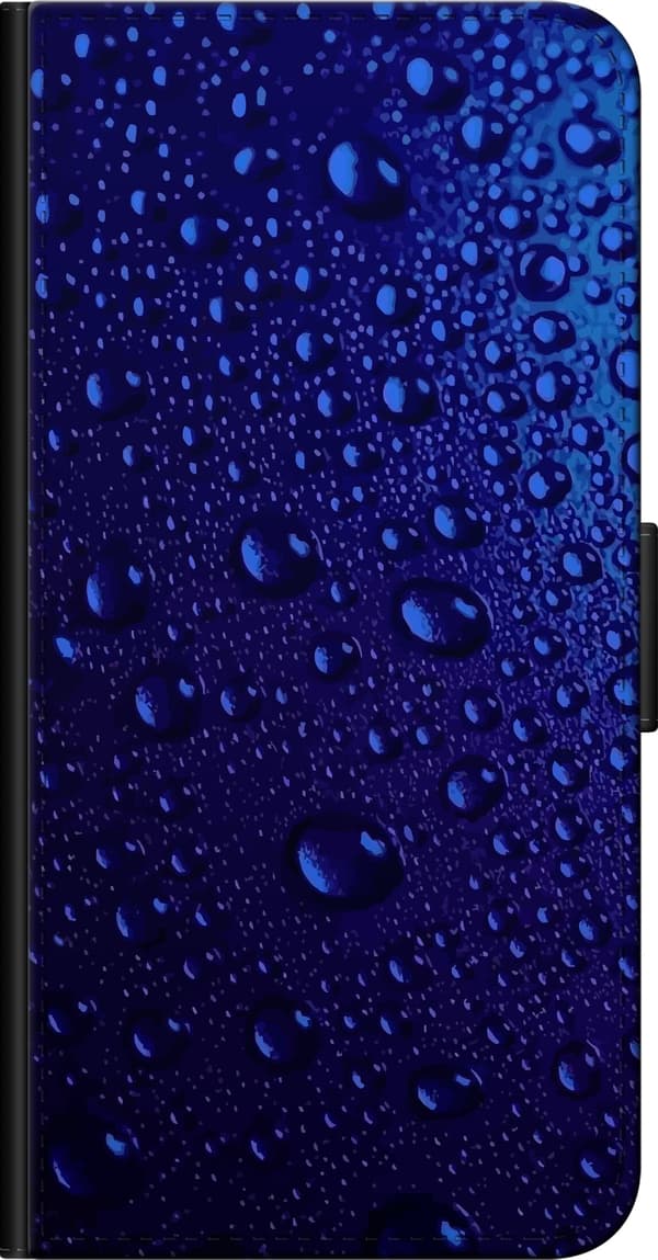 Kompatibelt Lommeboketui til OnePlus 9 Pro Abstrakt nærbilde med blå vanndråper mot mørkeblå bakgrunn blå