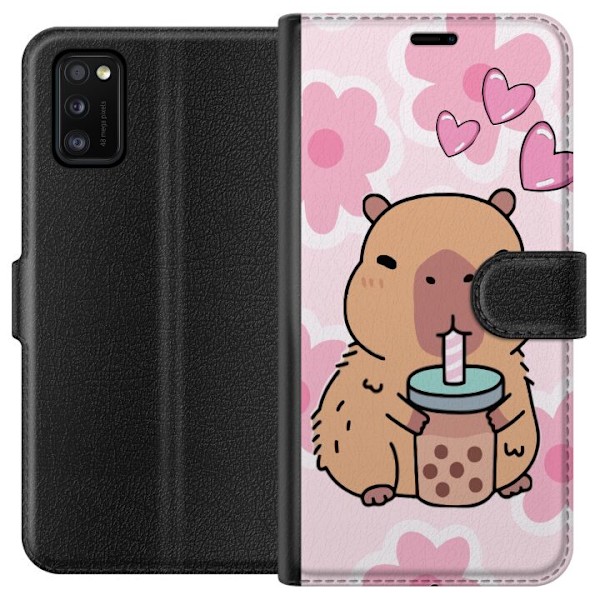 Samsung Galaxy A41 Tegnebogsetui Kawaii Capybara Hjerte Anime Stil Sød Design Dyremotiv TikTok Populær Gave Pige