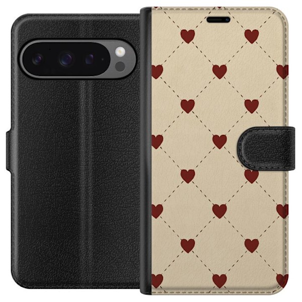 Google Pixel 9 Pro XL Plånboksfodral Heart Grid