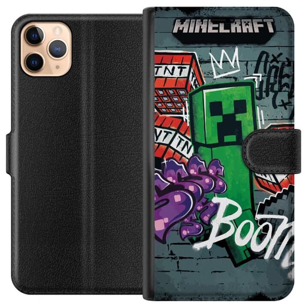 Kompatibelt Plånboksfodral till Apple iPhone 11 Pro Max Grön blockfigur med dynamit, graffitidetaljer och mörk urban bakgrund grön
