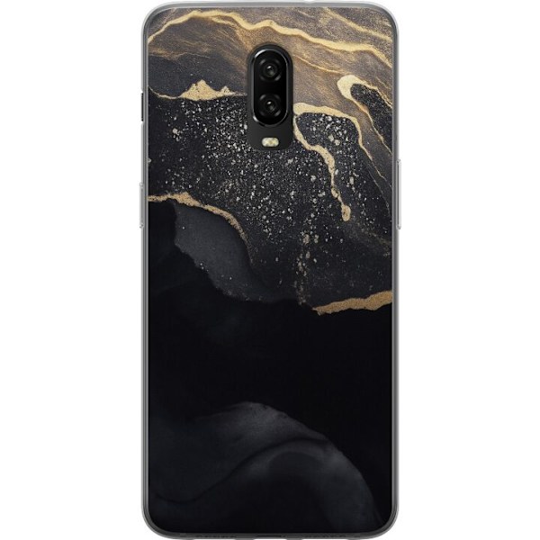 OnePlus 6T Gennemsigtig cover Sort guld abstrakt