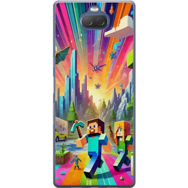 Sony Xperia 10 Plus Gennemsigtig cover Fortnite vs Minecraft