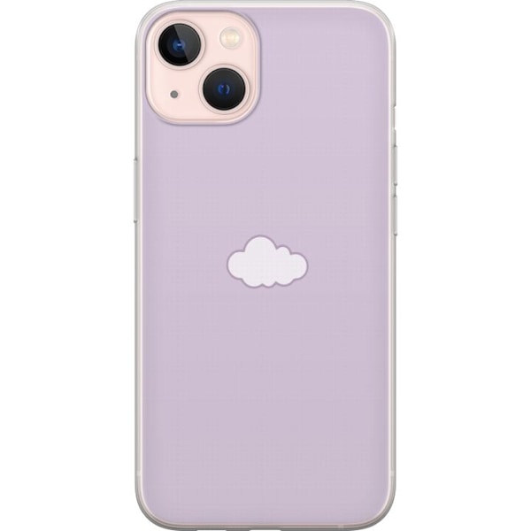 Apple iPhone 13 mini Genomskinligt Skal Lila Moln – minimalistiskt moln på lila bakgrund