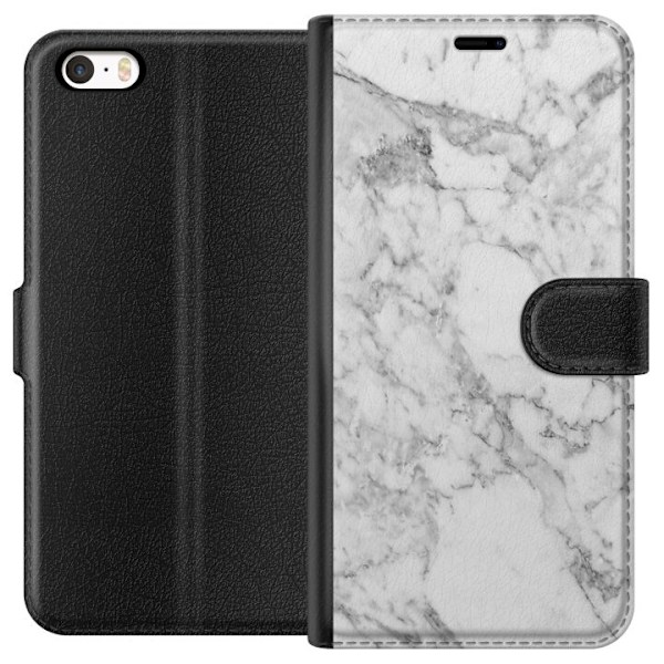 Apple iPhone 5 Lompakkokotelo Marmori Valkoinen
