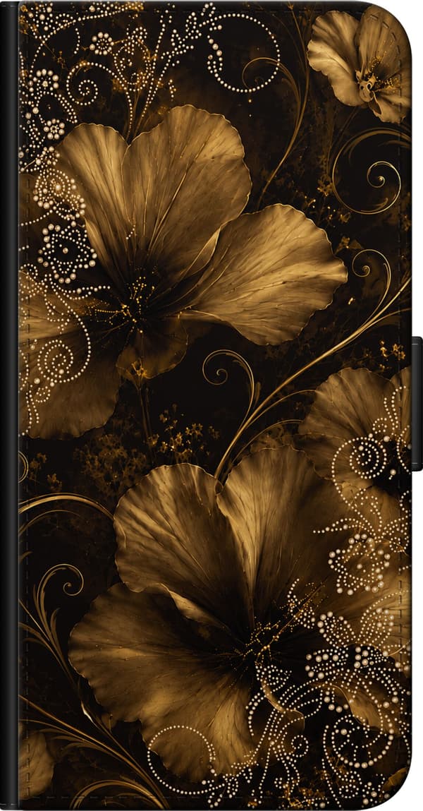 Kompatibel Tegnebogsetui til Sony Xperia 5 II Guldfarvede blomster guld
