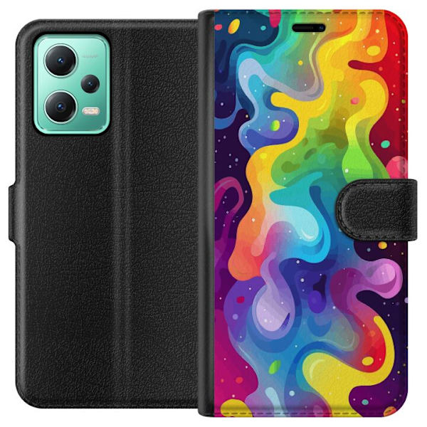 Xiaomi Redmi Note 12 Plånboksfodral Color Splash Abstrakt Konst Design Färgstarkt Mönster Modern Populär Väggkonst Grafiskt Trend