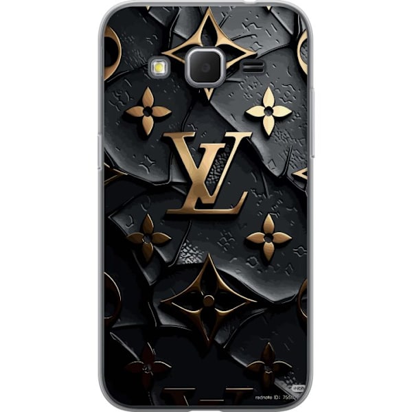 Samsung Galaxy Core Prime Genomskinligt Skal Louis Vuitton Dark Mode Design Svart Lyx Stil Fashion Populärt Grafiskt Mönster Modeikon Lyxmärke