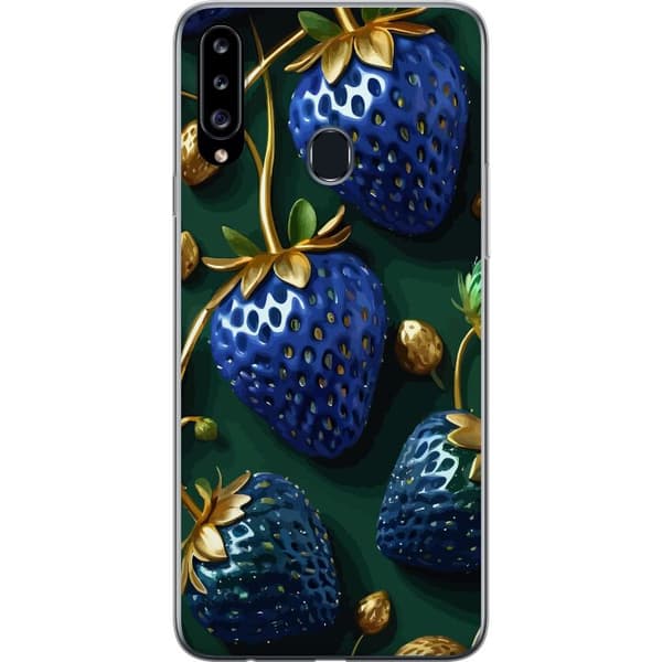Kompatibelt Mobildeksel til Samsung Galaxy A20s Blå Jordbær
