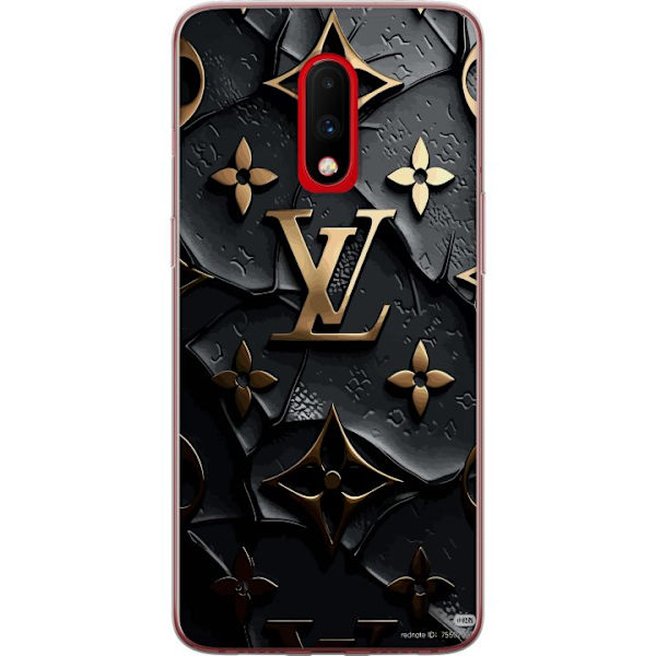 OnePlus 7 Genomskinligt Skal Louis Vuitton Dark Mode Design Svart Lyx Stil Fashion Populärt Grafiskt Mönster Modeikon Lyxmärke