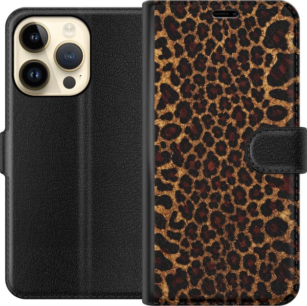 Kompatibelt Plånboksfodral till Apple iPhone 15 Pro Wild Leopard brun