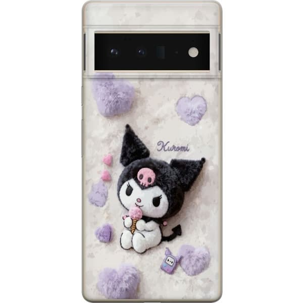 Kompatibel Mobilcover til Google Pixel 6 Pro Sød sort-hvid figur med lyserød is og bløde hjerter hvid