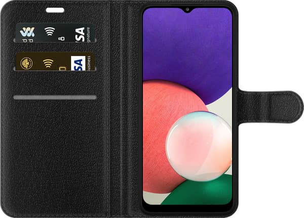 Kompatibel Tegnebogsetui til Samsung Galaxy A22 5G Audi – Sølvfarvede ringe – Fire sølvfarvede ringe over grå og sorte diagonale linjer på grå baggru grå
