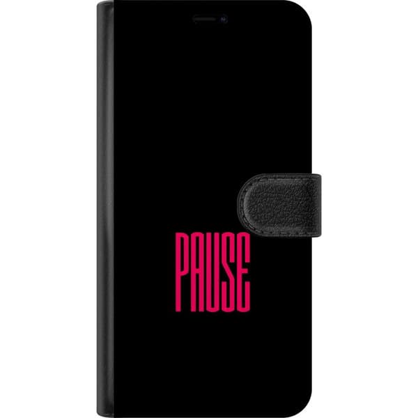 Kompatibel Tegnebogsetui til Samsung Galaxy A20e Pause text sort
