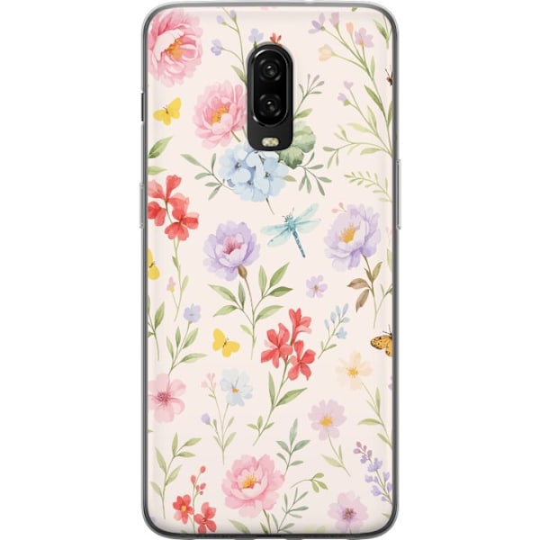 OnePlus 6T Läpinäkyvä kuori Kukat