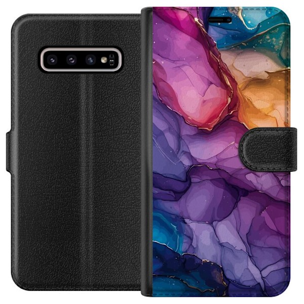 Samsung Galaxy S10+ Lompakkokotelo Värikkäät kivet