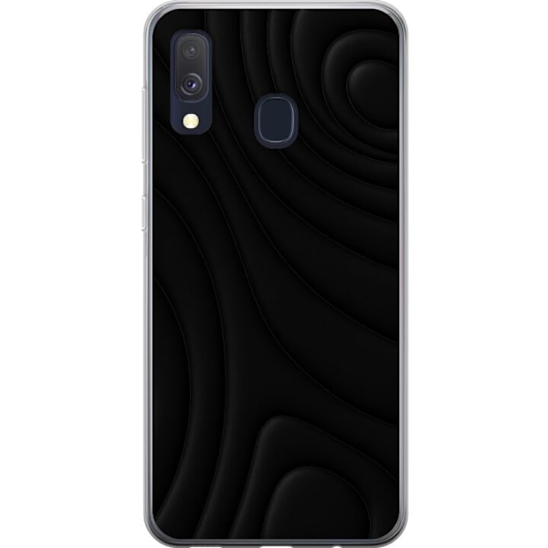 Samsung Galaxy A40 Genomskinligt Skal Black Waves